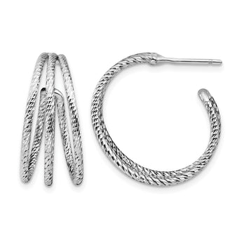Sterling Silver Rhodium-plated D/C J-Hoop Earrings - Birthstone Company