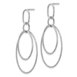 Sterling Silver Rh-plated D/C Oval Post Dangle Earrings