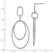 Sterling Silver Rh-plated D/C Oval Post Dangle Earrings