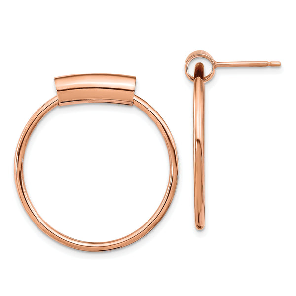 Sterling Silver Rose-tone Polished Post Dangle Earrings