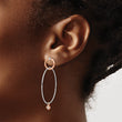 Sterling Silver Rose Gold-plated Rhd-plat CZ Post Dangle Earrings - Birthstone Company