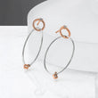 Sterling Silver Rose Gold-plated Rhd-plat CZ Post Dangle Earrings - Birthstone Company