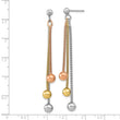 Sterling Silver Rose & Yellow Gold-plated Post Dangle Earrings