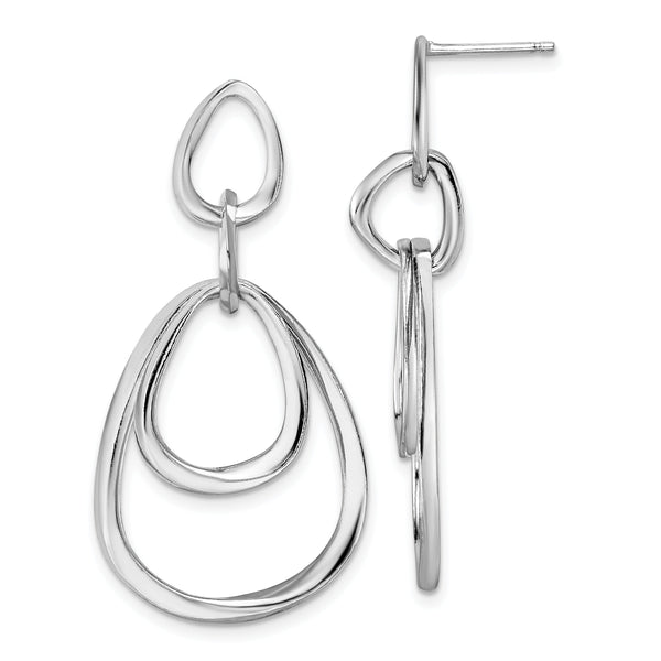 Sterling Silver Rhodium-plated Polished Post Dangle Earrings