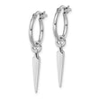 Sterling Silver Rhodium-pl Hoop with Dangle Earrings