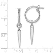 Sterling Silver Rhodium-pl Hoop with Dangle Earrings