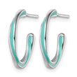Sterling Silver Rhodium-plated Aqua Enameled Hoop Earrings - Birthstone Company