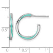 Sterling Silver Rhodium-plated Aqua Enameled Hoop Earrings - Birthstone Company