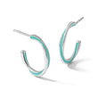 Sterling Silver Rhodium-plated Aqua Enameled Hoop Earrings - Birthstone Company