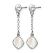 Sterling Silver Rhodium-plated Mother of Pearl Post Dangle Earring - Birthstone Company