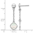 Sterling Silver Rhodium-plated Mother of Pearl Post Dangle Earring - Birthstone Company