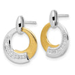 Sterling Silver Rh-p and Gold-plated CZ Brushed Dangle Earrings