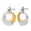 Sterling Silver Rh-p and Gold-plated CZ Brushed Dangle Earrings - Birthstone Company