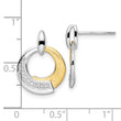 Sterling Silver Rh-p and Gold-plated CZ Brushed Dangle Earrings