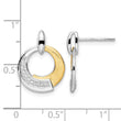 Sterling Silver Rh-p and Gold-plated CZ Brushed Dangle Earrings - Birthstone Company
