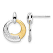 Sterling Silver Rh-p and Gold-plated CZ Brushed Dangle Earrings - Birthstone Company