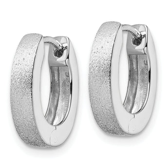 Radiant Essence SS Rhod-plated D/C Brushed Oval Hoop Earrings