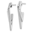 Sterling Silver Rhod-plated Polished and Brushed Dangle Earrings