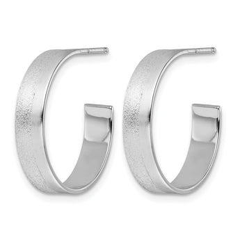 Radiant Essence SS Rhod-plated Brushed C-Hoop Earrings - Birthstone Company