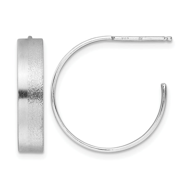 Radiant Essence SS Rhod-plated Brushed C-Hoop Earrings - Birthstone Company