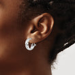 Radiant Essence SS Rhod-plated Brushed D/C Omega Back Earrings