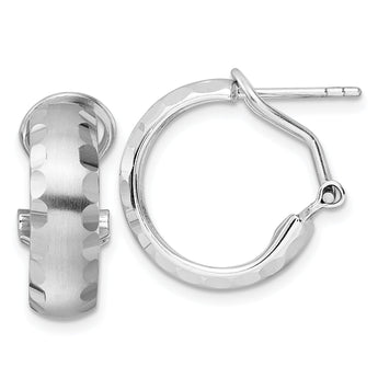 Radiant Essence SS Rhod-plated Brushed D/C Omega Back Earrings