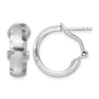 Radiant Essence SS Rhod-plated Brushed D/C Omega Back Earrings - Birthstone Company