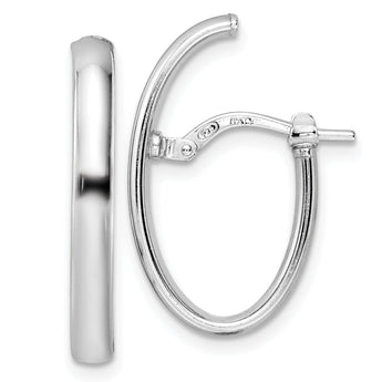 Sterling Silver Rhod-plated Polished J-hoop Earrings