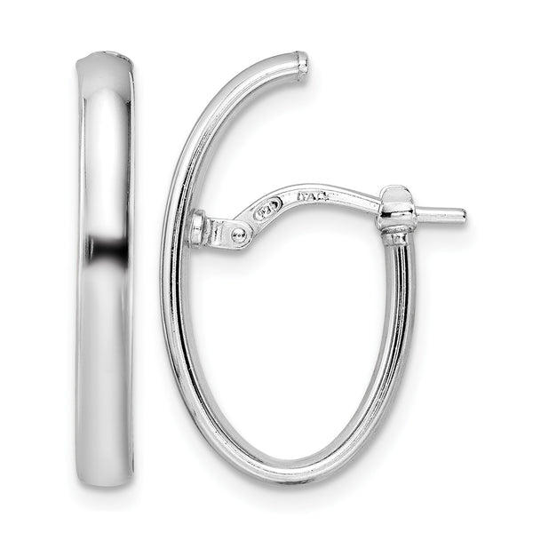 Sterling Silver Rhod-plated Polished J-hoop Earrings - Birthstone Company