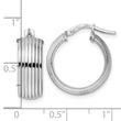 Sterling Silver Rhod-plated Polished Grooved Hoop Earrings
