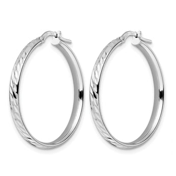 Sterling Silver Rhod-plated Polished D/C Hoop Earrings - Birthstone Company