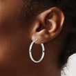Sterling Silver Rhod-plated Polished D/C Hoop Earrings