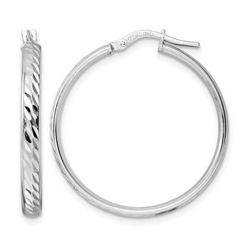 Sterling Silver Rhod-plated Polished D/C Hoop Earrings - Birthstone Company