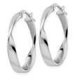 Sterling Silver Rhod-plated Polished Oval Twisted Hoop Earrings