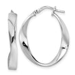 Sterling Silver Rhod-plated Polished Oval Twisted Hoop Earrings