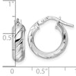 Sterling Silver Rhod-plated Polished Textured Hoop Earrings