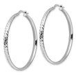 Sterling Silver Rhod-plated Polished D/C Hoop Earrings
