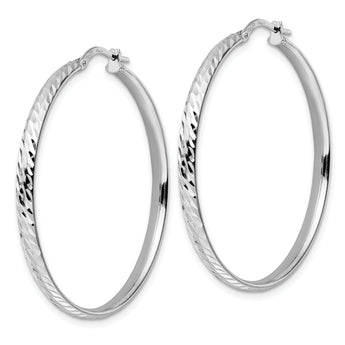 Sterling Silver Rhod-plated Polished D/C Hoop Earrings