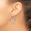 Sterling Silver Rhod-plated Polished D/C Hoop Earrings