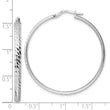 Sterling Silver Rhod-plated Polished D/C Hoop Earrings
