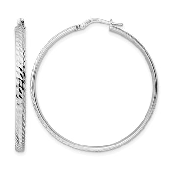 Sterling Silver Rhod-plated Polished D/C Hoop Earrings - Birthstone Company