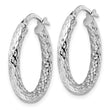 Sterling Silver Rhod-plated Polished D/C Hoop Earrings