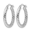 Sterling Silver Rhod-plated Polished D/C Hoop Earrings - Birthstone Company