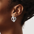 Sterling Silver Rhod-plated Polished D/C Hoop Earrings