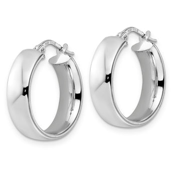 Sterling Silver Rhod-plated Polished Hoop Earrings
