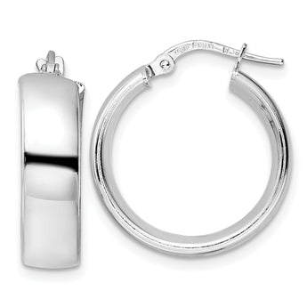Sterling Silver Rhod-plated Polished Hoop Earrings