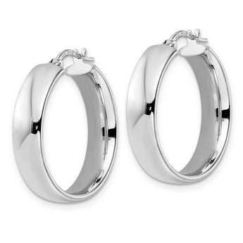 Sterling Silver Rhod-plated Polished Hoop Earrings
