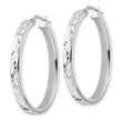 Sterling Silver Rhod-plated Polished D/C Oval Hoop Earrings