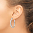 Sterling Silver Rhod-plated Polished D/C Oval Hoop Earrings