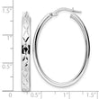 Sterling Silver Rhod-plated Polished D/C Oval Hoop Earrings